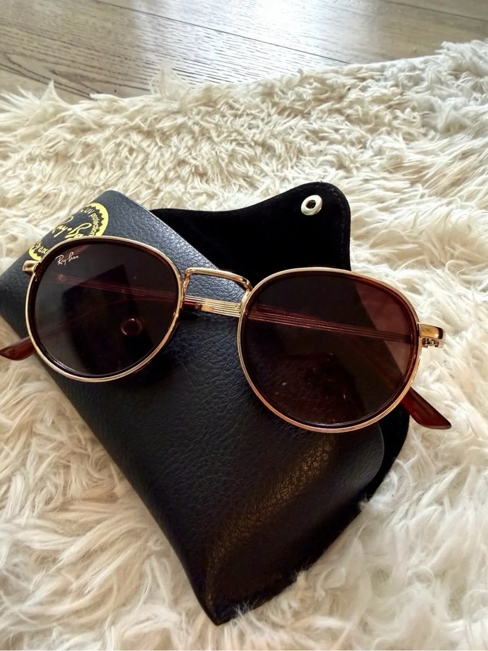 Ray-Ban Women's Round Sunglasses - Gold Frame with Brown Lenses